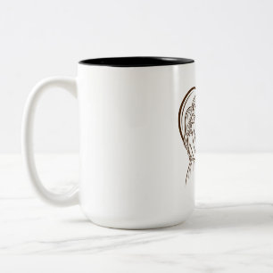 Café Em Dois Tons Uma Caneca com Ilustração de Linha Romântica