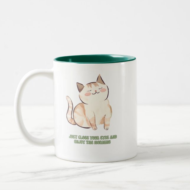 Café Em Dois Tons Uma caneca de gato giro para amantes de gatos (Esquerda)