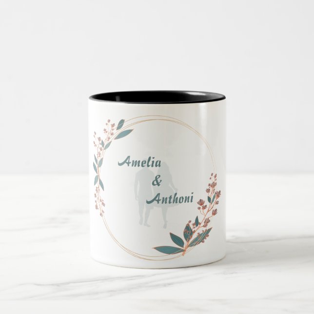 Café Em Dois Tons Uma caneca para presente de casamento (Centro)