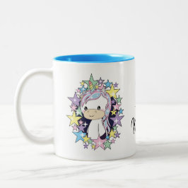 Café Em Dois Tons Unicórnio de Kawaii e caneca bonito do Dois-Tom