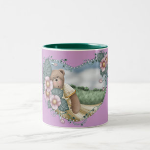 Café Em Dois Tons Urso-do-campo numa caneca de coração
