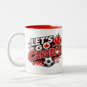 Café Em Dois Tons VAMOS CANADÁ! Caneca para Fã de Futebol Canadens