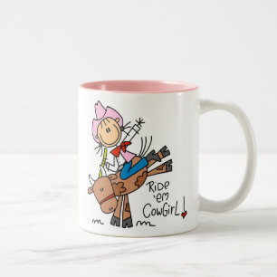 Café Em Dois Tons Vaqueira da vara que monta a caneca de Bull