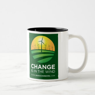 Café Em Dois Tons Ventos de Obama da mudança 11oz. Caneca