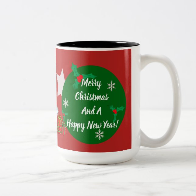 Café Em Dois Tons Véspera de Natal e Ano Novo - caneca (Direita)