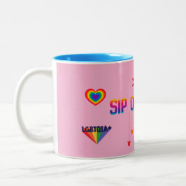 Café Em Dois Tons VIDA FELIZ, GOLPE DE ORGULHO Caneca de Cerâmica de