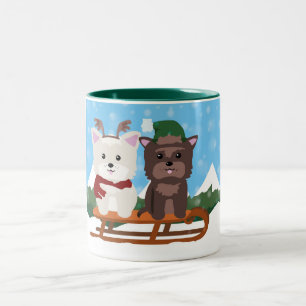 Café Em Dois Tons Westie e caneca dos feriados de inverno dos