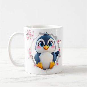 Café embalagem de caneca pinguim 3d, design de embalage
