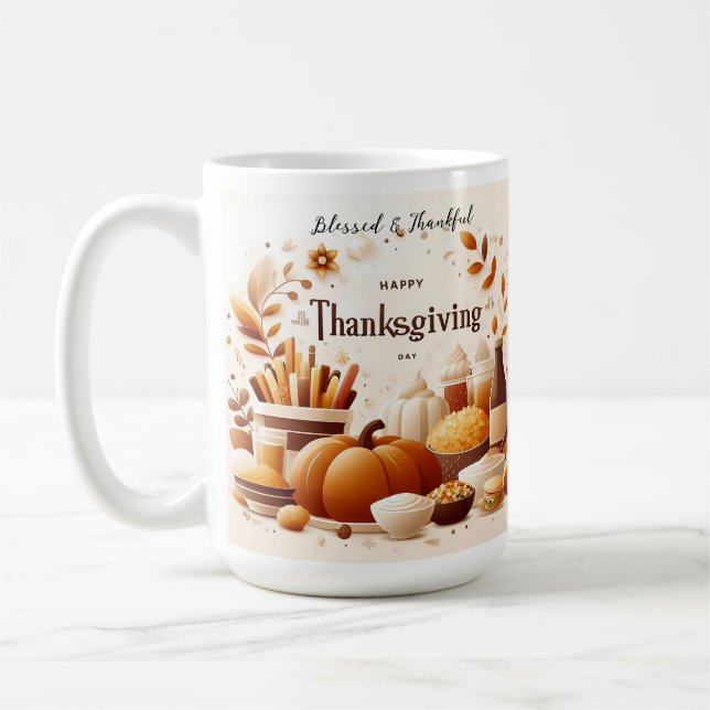Café Encontros Gratificantes: Caneca Festiva de Ação de (Esquerda)