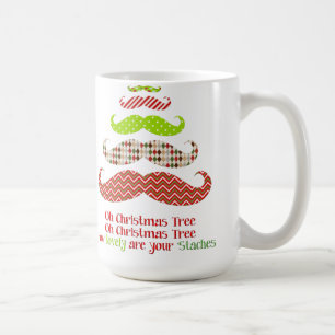 Café Engraçado bigode de Natal caneca de Natal