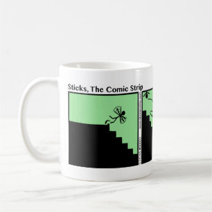Café Engraçado cai para baixo a caneca de Stickman das