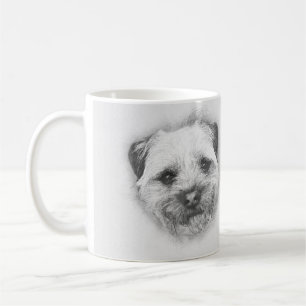 Café Esboço do lápis de Terrier de beira, caneca bran