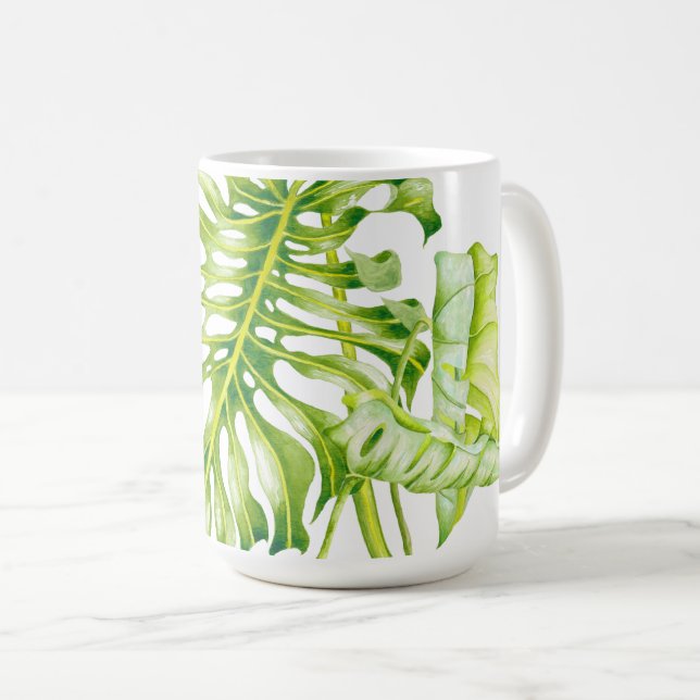 Café Esculturas de folha numa caneca clássica (A) (Frente Esquerda)