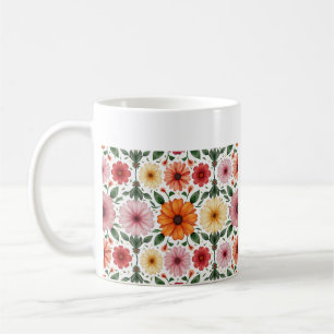 Café Esta é uma caneca de design de flor.