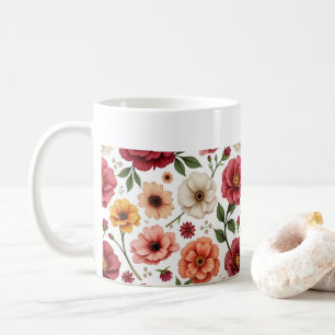 Café Esta é uma caneca de design de flor.