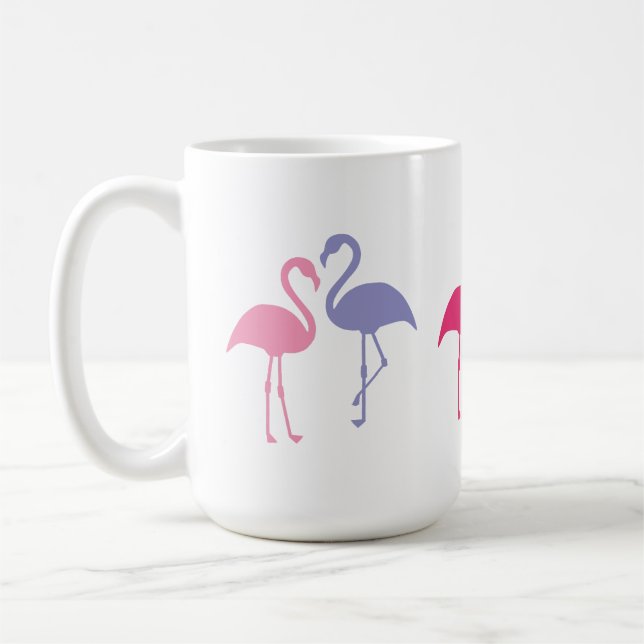 Café Estatuetas de Flamingo Grande Caneca 15 oz. (Esquerda)