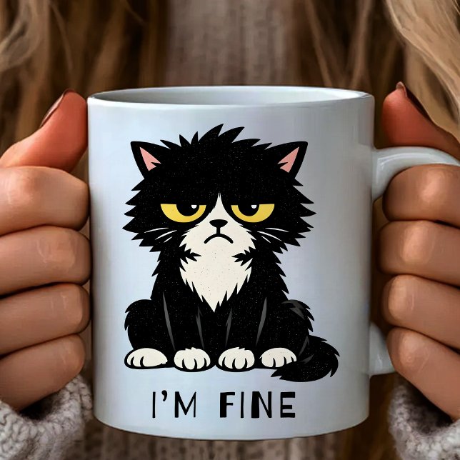 Café Estou Bem - Caneca de gato engraçado (Criador carregado)