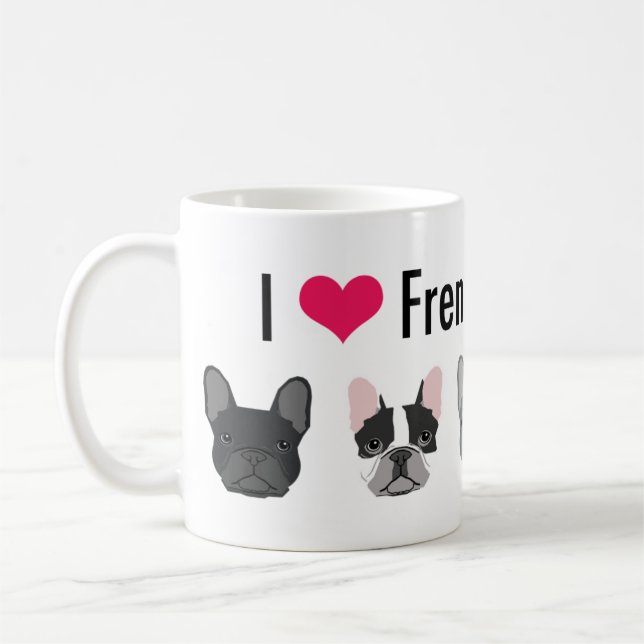 Café Eu adoro caneca de Bulldogs Franceses - presente d (Esquerda)