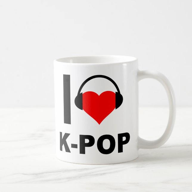 Café Eu Adoro Caneca Divertida de K-Pop (Direita)
