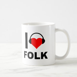 Café Eu Adoro Caneca Engraçada de Folk