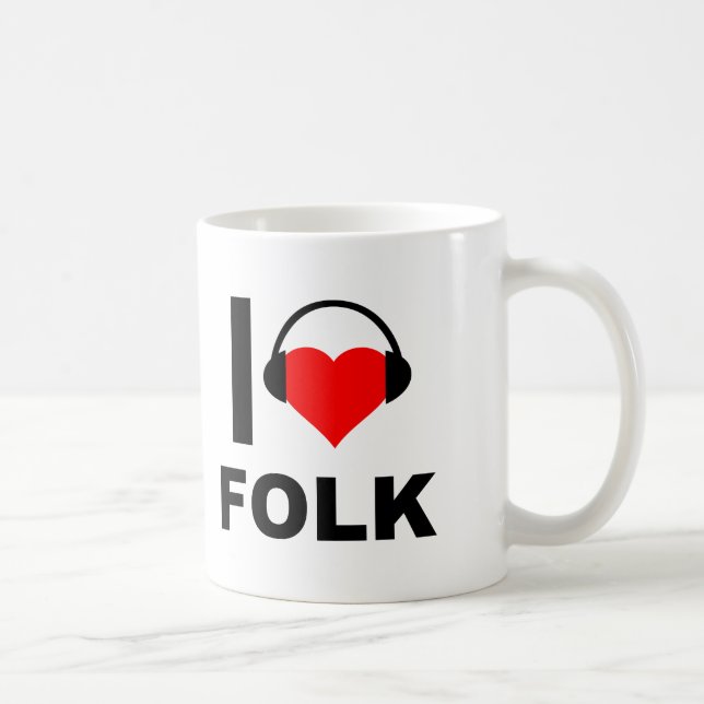 Café Eu Adoro Caneca Engraçada de Folk (Direita)