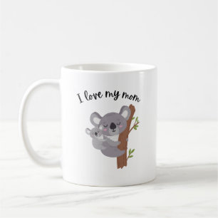 Café Eu amo a minha mãe. Eu amo a minha caneca de urso.