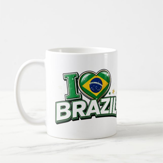Café Eu Amo Brasil Caneca Patriótica de Futebol para Fã (Esquerda)