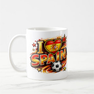 Café Eu Amo Caneca de Fã de Futebol da Espanha Pérola