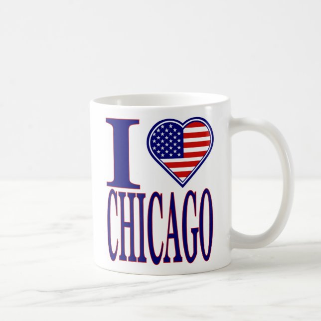 Café Eu amo Chicago adiante da caneca da edição de (Direita)