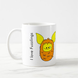 Café Eu amo Fuzzling alaranjado/amarelo da caneca de