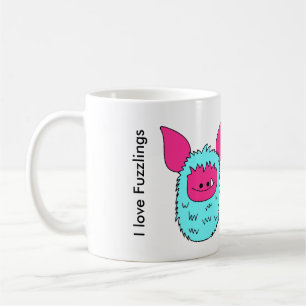 Café Eu amo Fuzzling azul/cor-de-rosa da caneca de