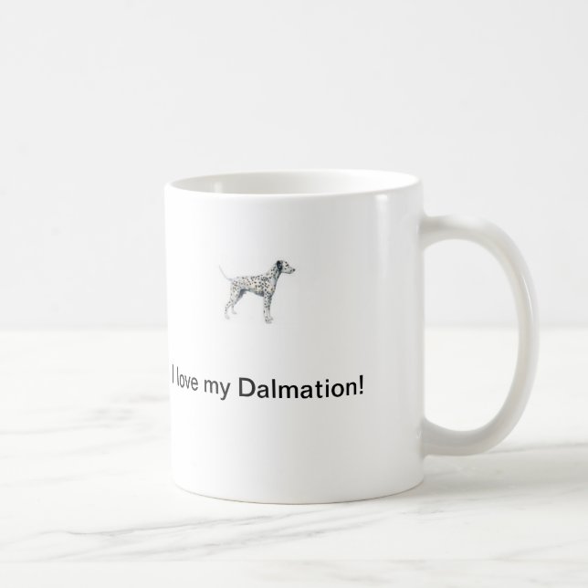 Café Eu amo minha caneca de Dalmation (Direita)