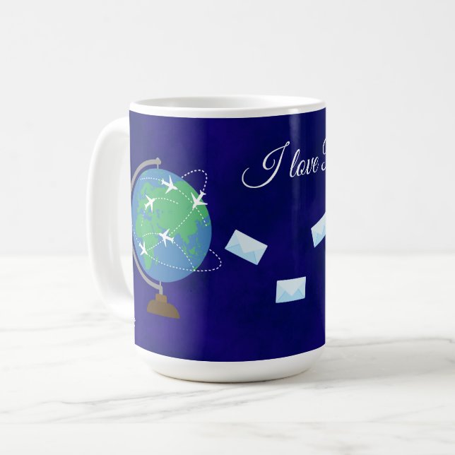 Café Eu Amo Postcrossing - Caneca de 15 oz. (Frente Esquerda)