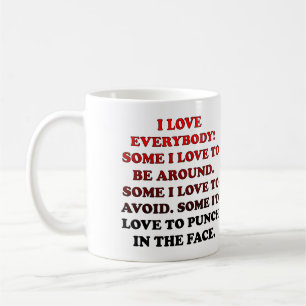 Café Eu amo todos caneca ou caneca de viagem engraçada
