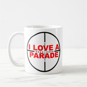Café Eu Amo Uma Caneca Divertida de Desfile Humor Atira