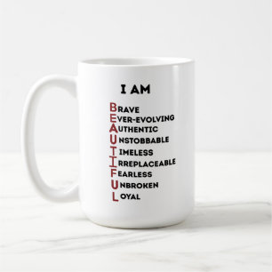 CAFÉ EU SOU BELA CANECA BRANCA CLÁSSICA DE 15 OZ CERÂMI