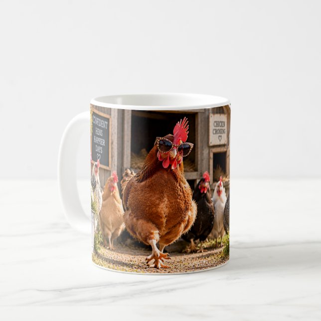 Café Eu Vim Eu Vi Eu Cacarejei Caneca de Frango (Frente Esquerda)