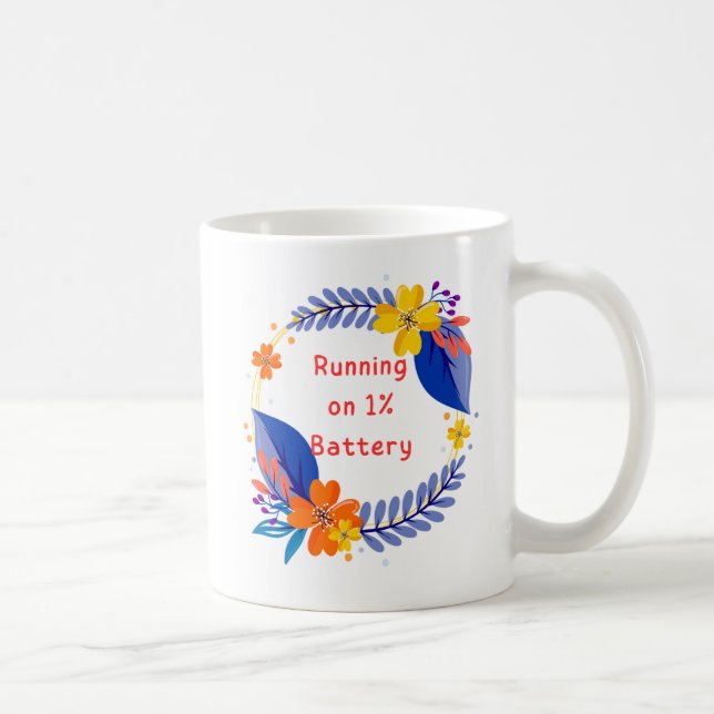 Café Executando com 1% de caneca Floral de Bateria - Cu (Direita)