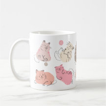 Expressões de gatos caneca impressa