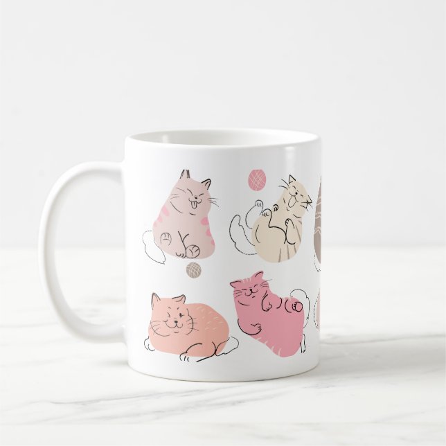 Café Expressões de gatos caneca impressa (Esquerda)