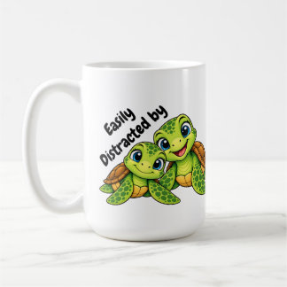 Café Facilmente Distraído por Tartarugas | Caneca de Vi