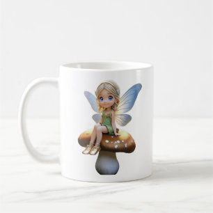Café Fada cômoda numa caneca de cogumelos