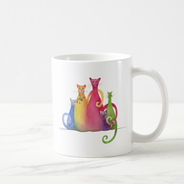 Café Família misturada de 5, caneca da arte da aguarela (Direita)