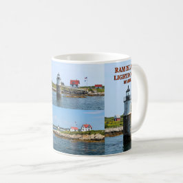 Café Farol da ilha da ram, caneca de Maine do porto de