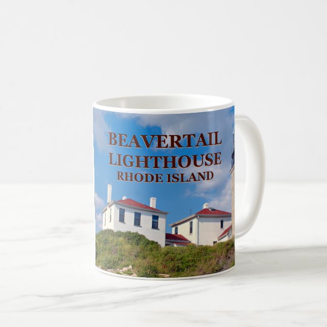 Café Farol de Beavertail, Rhode - caneca da ilha (Frente Esquerda)