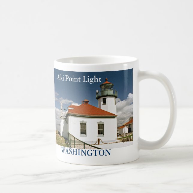 Café Farol do ponto de Alki, caneca de Washington (Direita)