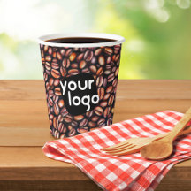 Café Feijão Desenho Padrão Brown Adicione Seu Logo