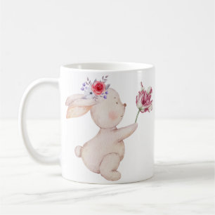 Café Felicidade de Coelho em Flor - Caneca de Coelho Fo