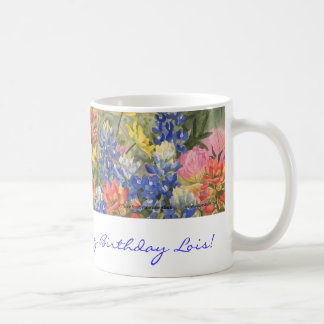 Café Feliz aniversario! Caneca dos Wildflowers de Texas