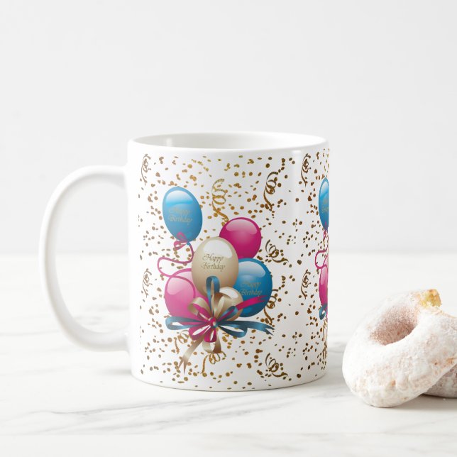 Café Feliz aniversário dos balões de caneca (Com Donut)